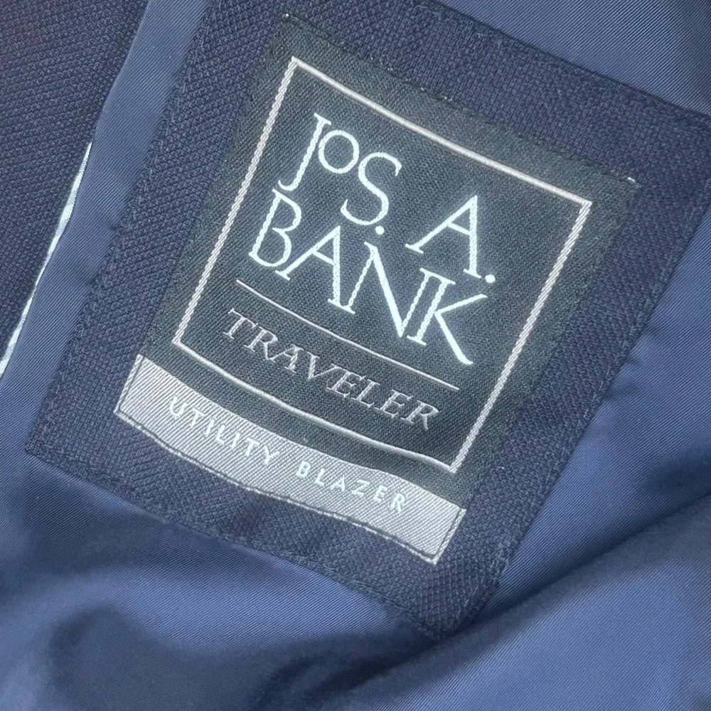 Jos A Bank 42 X-Long Wool Traveler‎ Utility Blazer Navy Blue Tailored Fit